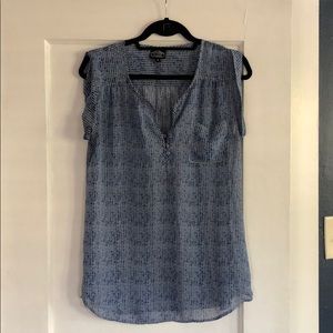 Tank Blouse, blue and white